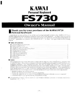 Preview for 1 page of Kawai FS730 Owner'S Manual