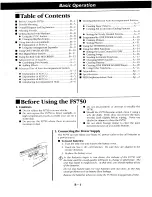 Preview for 2 page of Kawai FS750 Owner'S Manual