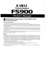 Kawai FS900 Owner'S Manual preview