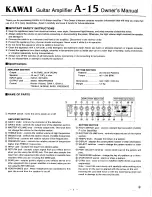 Preview for 1 page of Kawai Guitar Amplifier A-15 Owner'S Manual