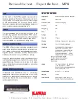 Предварительный просмотр 2 страницы Kawai Stage Piano MP8 Specification