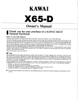 Kawai X65-D Owner'S Manual preview