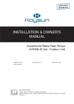 Kaysun Aquantia KHP-BI 10 DVR Installation & Owner'S Manual preview