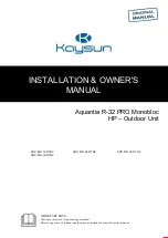 Предварительный просмотр 1 страницы Kaysun KHP-MO 18 DTR2 Installation & Owner'S Manual