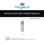 Preview for 1 page of Kaysun KI-03 S Installation And Owner'S Manual