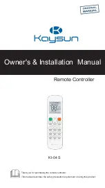 Preview for 1 page of Kaysun KI-04 S Owners & Installation Manual