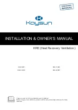 Kaysun KRE-500D1 Installation & Owner'S Manual preview