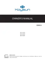 Предварительный просмотр 1 страницы Kaysun ONNIX KAY-D 26 DR8 Owner'S Manual