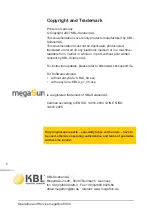 Предварительный просмотр 2 страницы KBL megaSun 6900 Series Operating And Maintenance Manual