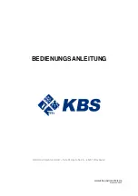 Preview for 1 page of KBS Gastrotechnik 700 Series Instructions For Installation, Operation And Maintenance