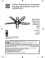 Предварительный просмотр 1 страницы KDK K15Y2 Operating And Installation Instructions