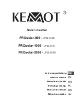 Kemot PROsolar-1000 Owner'S Manual preview