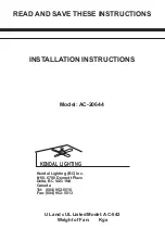 Предварительный просмотр 1 страницы Kendal Lighting AC-20644 Installation Instructions Manual