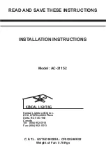 Предварительный просмотр 1 страницы Kendal Lighting AC-21152 Installation Instructions Manual