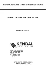 Предварительный просмотр 1 страницы Kendal Lighting AC-24144 Installation Instructions Manual