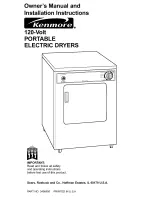 Предварительный просмотр 1 страницы Kenmore 120-volt portable electric dryers Owner'S Manual And Installation Instructions