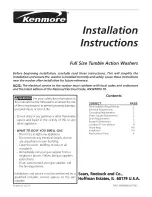 Preview for 1 page of Kenmore 4810 - 3.5 cu. Ft. I.E.C. High-Efficiency Washer Installation Instructions Manual