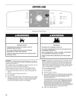 Preview for 18 page of Kenmore 6703 - Elite Oasis 7.0 cu. Ft. Capacity Flat Back Electric Dryer Use & Care Manual