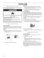 Preview for 24 page of Kenmore 6703 - Elite Oasis 7.0 cu. Ft. Capacity Flat Back Electric Dryer Use & Care Manual