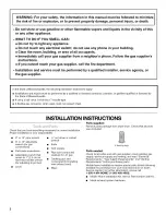 Предварительный просмотр 2 страницы Kenmore 6972 - 700 7.5 cu. Ft. Capacity Electric Dryer Installation Instructions Manual