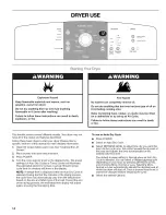 Preview for 14 page of Kenmore 7703 - Elite Oasis 7.0 cu. Ft. Capacity Flat Back Gas Dryer Use And Care Manual