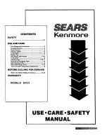 Предварительный просмотр 1 страницы Kenmore 93131 Use And Care And Safety Manual