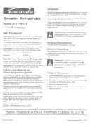 Preview for 1 page of Kenmore Compact refrigerator 91171 User Manual