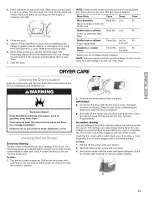 Preview for 21 page of Kenmore HE5 Gas dryer with Steamcare 110.9770 Use And Care Manual