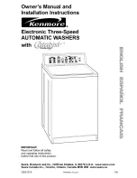 Preview for 1 page of Kenmore Kenmore Electronic Three-Speed Automatic Washers Owner'S Manual & Installation Instructions