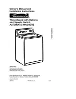 Предварительный просмотр 1 страницы Kenmore Kenmore Three-Speed Options Sp Owner'S Manual & Installation Instructions