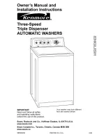 Preview for 1 page of Kenmore Kenmore Three-Speed Triple Dispenser Automatic Washers Owner'S Manual & Installation Instructions