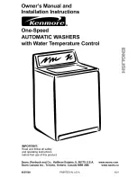 Предварительный просмотр 1 страницы Kenmore Washer Owner'S Manual And Installation Instructions