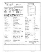 Kenmore Whirpool 1992 96264100 Model Specifications предпросмотр