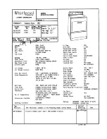 Kenmore Whirpool 1992 96291100 Model Specifications preview