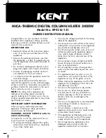 KENT KPE216-131 Owner'S Instruction Manual предпросмотр