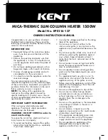 Preview for 1 page of KENT KPE216-137 Owner'S Instruction Manual