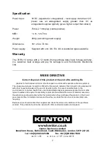 Preview for 4 page of Kenton THRU-12 Operating Manual