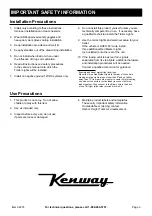 Предварительный просмотр 3 страницы Kenway 64274 Owner'S Manual & Safety Instructions