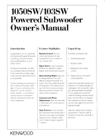 Kenwood 103SW Owner'S Manual preview