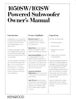 Preview for 1 page of Kenwood 103SW Owner'S Manual