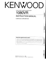 Preview for 1 page of Kenwood 1080VR User Manual