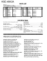 Preview for 8 page of Kenwood 4042A - KGC Equalizer / Crossover Service Manual