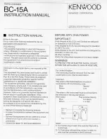 Preview for 1 page of Kenwood BC-15A Instruction Manual