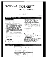 Предварительный просмотр 9 страницы Kenwood KAC-646 Instruction Manual