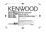 Preview for 1 page of Kenwood KDC MP225 - 50w x 4 CD/MP3/WMA Receiver Instruction Manual