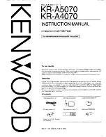 Preview for 1 page of Kenwood KR-A4070 Instruction Manual