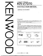 Preview for 1 page of Kenwood KR-V7070 Instruction Manual