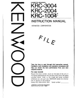 Preview for 1 page of Kenwood KRC-3004 Instruction Manual