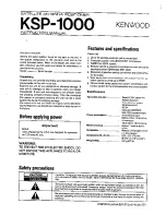 Предварительный просмотр 1 страницы Kenwood KSP-1000 Instruction Manual