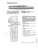 Kenwood Preset Remote Control Quick Start Manual preview